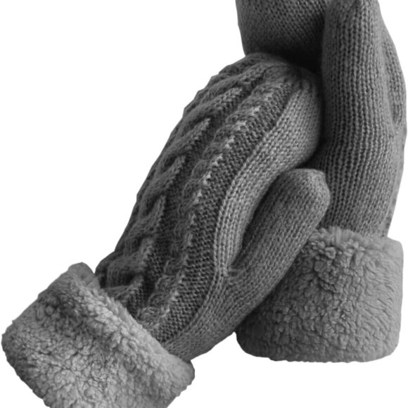 Accessories - Women's Winter Gloves Warm Lining - Cozy Wool Knit Thick Gloves Mittens